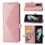 Custodia per telefono in pelle con trama di vitello a griglia cubica, For Samsung Galaxy Z Fold4, For Samsung Galaxy Z Fold3 5G, For Samsung Galaxy Z Flip4, For Samsung Galaxy Z Flip3 5G