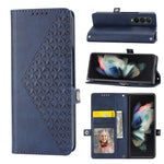 Custodia per telefono in pelle con trama di vitello a griglia cubica, For Samsung Galaxy Z Fold4, For Samsung Galaxy Z Fold3 5G, For Samsung Galaxy Z Flip4, For Samsung Galaxy Z Flip3 5G