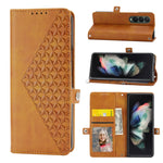 Custodia per telefono in pelle con trama di vitello a griglia cubica, For Samsung Galaxy Z Fold4, For Samsung Galaxy Z Fold3 5G, For Samsung Galaxy Z Flip4, For Samsung Galaxy Z Flip3 5G