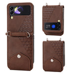 Custodia per telefono in pelle con trama di vitello a griglia cubica, For Samsung Galaxy Z Fold4, For Samsung Galaxy Z Fold3 5G, For Samsung Galaxy Z Flip4, For Samsung Galaxy Z Flip3 5G