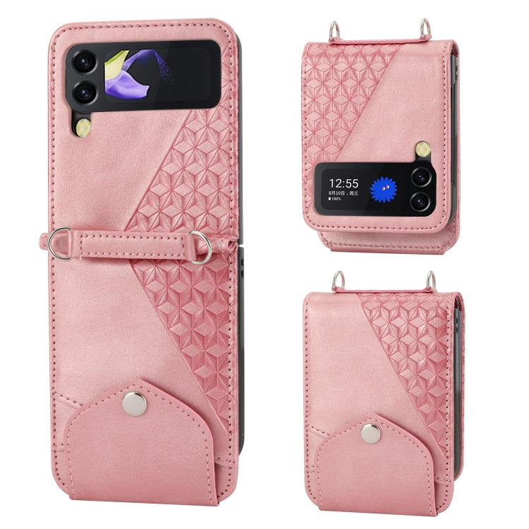 Custodia per telefono in pelle con trama di vitello a griglia cubica, For Samsung Galaxy Z Fold4, For Samsung Galaxy Z Fold3 5G, For Samsung Galaxy Z Flip4, For Samsung Galaxy Z Flip3 5G