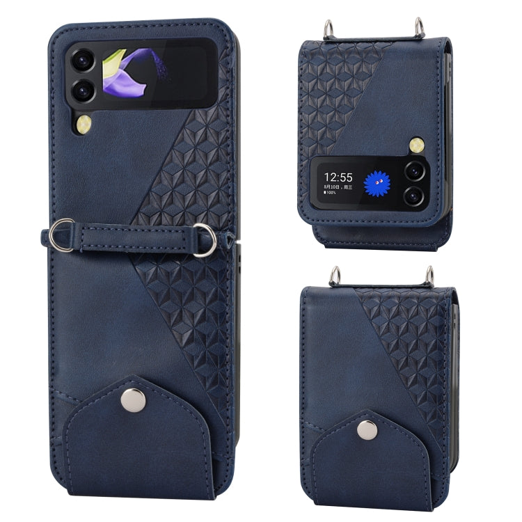 Custodia per telefono in pelle con trama di vitello a griglia cubica, For Samsung Galaxy Z Fold4, For Samsung Galaxy Z Fold3 5G, For Samsung Galaxy Z Flip4, For Samsung Galaxy Z Flip3 5G