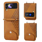 Custodia per telefono in pelle con trama di vitello a griglia cubica, For Samsung Galaxy Z Fold4, For Samsung Galaxy Z Fold3 5G, For Samsung Galaxy Z Flip4, For Samsung Galaxy Z Flip3 5G