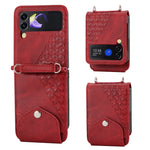 Custodia per telefono in pelle con trama di vitello a griglia cubica, For Samsung Galaxy Z Fold4, For Samsung Galaxy Z Fold3 5G, For Samsung Galaxy Z Flip4, For Samsung Galaxy Z Flip3 5G