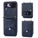 Custodia per telefono in pelle con trama di vitello a griglia cubica, For Samsung Galaxy Z Fold4, For Samsung Galaxy Z Fold3 5G, For Samsung Galaxy Z Flip4, For Samsung Galaxy Z Flip3 5G