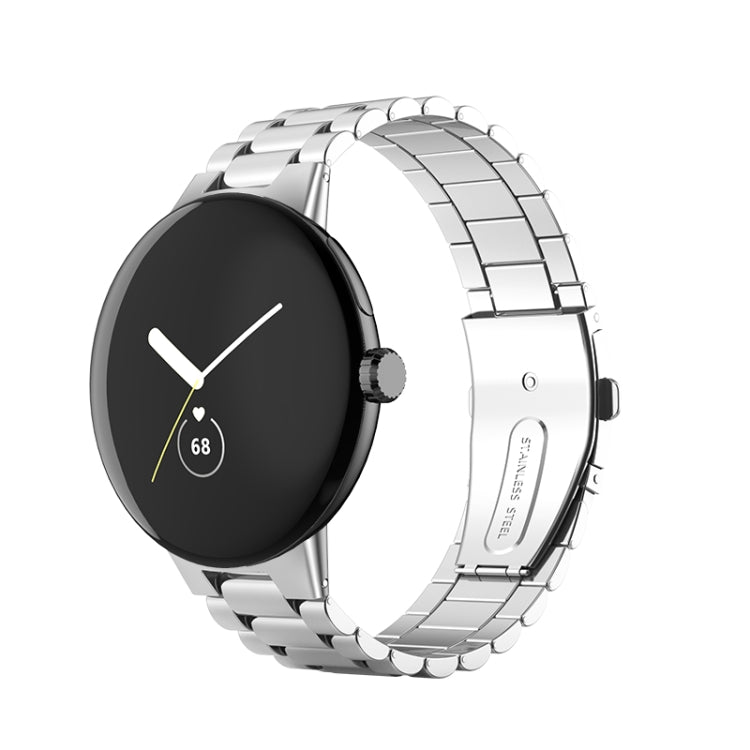 Cinturino per orologio in metallo in acciaio inossidabile a tre ceppi, For Google Pixel Watch 4 / 3 / 2 / 1 41mm