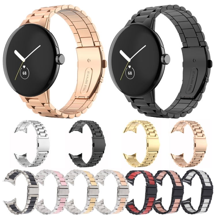 Cinturino per orologio in metallo in acciaio inossidabile a tre ceppi, For Google Pixel Watch 4 / 3 / 2 / 1 41mm