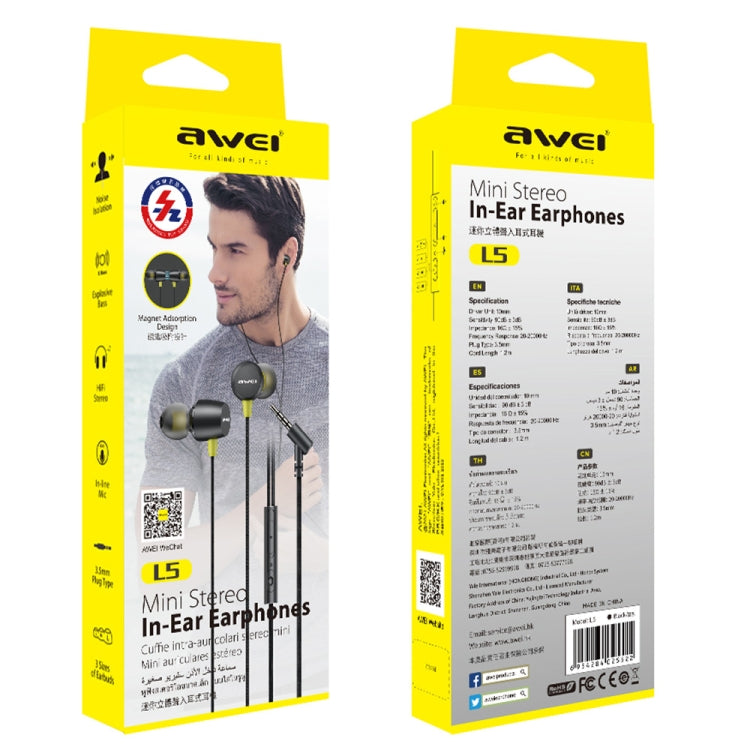Awei L5 1,2 m mini auricolari stereo in-ear, L5