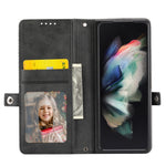 Custodia per telefono in pelle con trama di vitello a griglia cubica con cordino da collo, For Samsung Galaxy Z Fold4, For Samsung Galaxy Z Fold3 5G, For Samsung Galaxy Z Flip4, For Samsung Galaxy Z Flip3 5G
