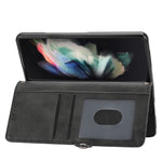 Custodia per telefono in pelle con trama di vitello a griglia cubica con cordino da collo, For Samsung Galaxy Z Fold4, For Samsung Galaxy Z Fold3 5G, For Samsung Galaxy Z Flip4, For Samsung Galaxy Z Flip3 5G
