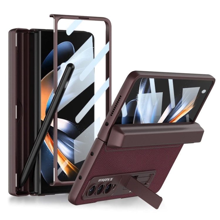 Custodia per telefono in pelle liscia con vibrazione magnetica integrata GKK con custodia per penna, For Samsung Galaxy Z Fold4