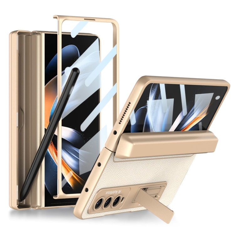 Custodia per telefono in pelle liscia con vibrazione magnetica integrata GKK con custodia per penna, For Samsung Galaxy Z Fold4