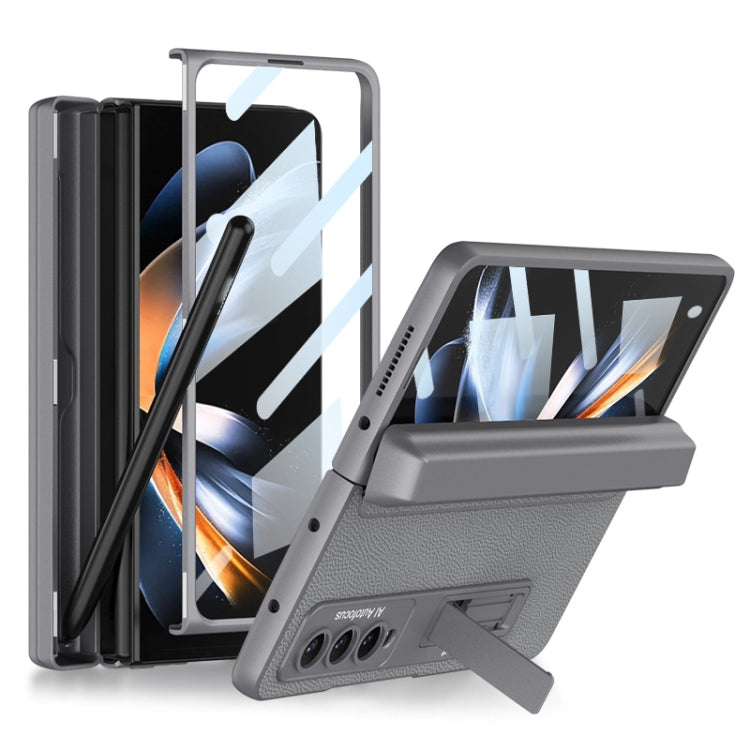 Custodia per telefono in pelle liscia con vibrazione magnetica integrata GKK con custodia per penna, For Samsung Galaxy Z Fold4
