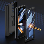 Custodia per telefono in pelle liscia con vibrazione magnetica integrata GKK con custodia per penna, For Samsung Galaxy Z Fold4