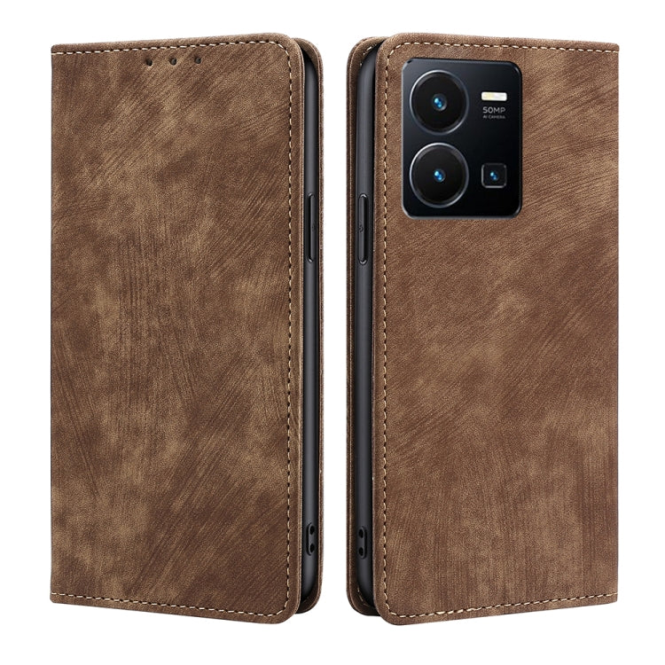 Custodia per telefono in pelle magnetica con spazzola antifurto RFID, For vivo Y35 4G / Y22 / Y22s, For Xiaomi Redmi A1, For Nokia G400, For Sharp Aquos Sense7