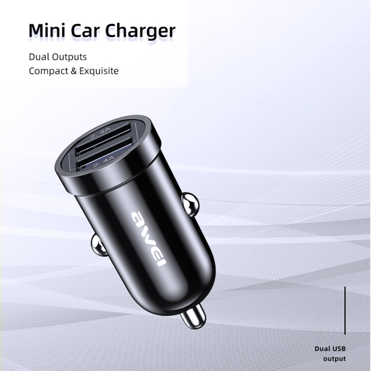 awei C-826 Mini Dual USB 2.4A Caricabatteria da auto, C-826