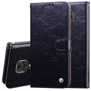 Custodia in pelle a vibrazione orizzontale con struttura in cera d'olio stile business, con supporto, slot per schede e portafoglio, For Xiaomi Redmi Note 9 Pro, For Huawei P40 Lite, For Huawei P40, For Huawei P40 Pro, For Galaxy M31