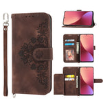 Custodia per telefono in pelle con portafoglio in rilievo con fiori al tatto, For Xiaomi 12 Ultra, For Xiaomi 12 / 12X, For Xiaomi 12T / 12T Pro / Redmi K50 Ultra, For Xiaomi 12 Pro, For Xiaomi 12 Lite