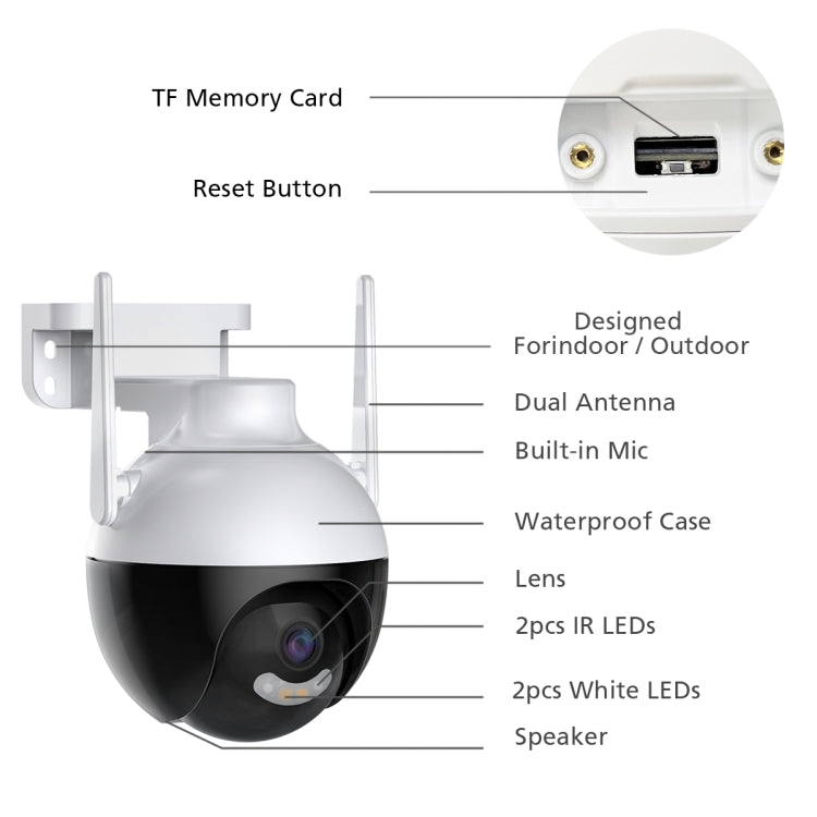 Telecamera di sorveglianza WiFi HD 8 MP con EU/US/UK/AU Plug