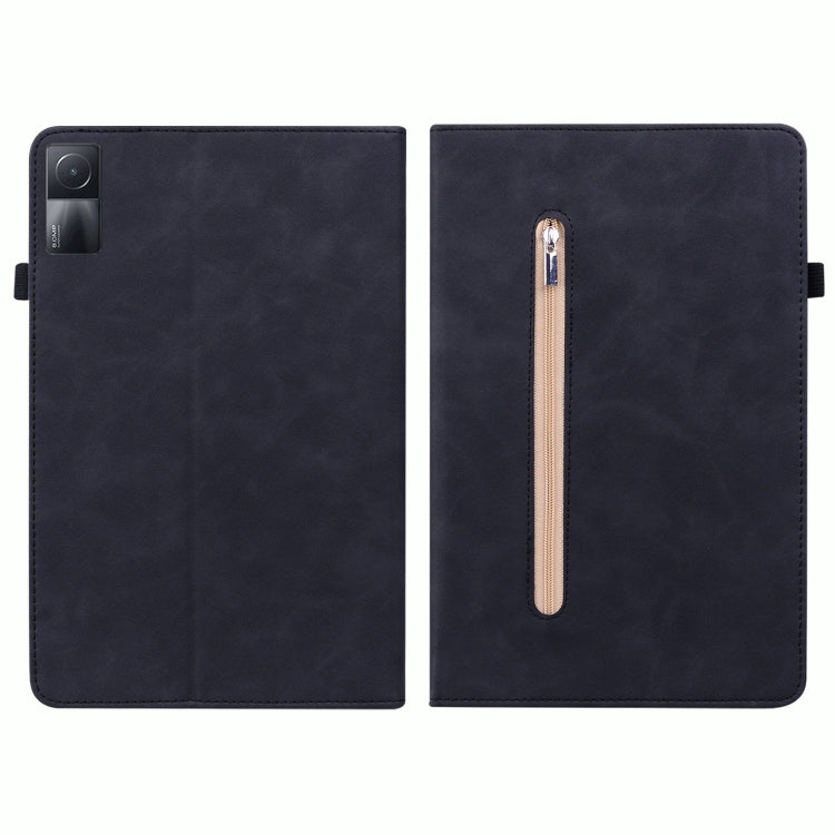 Custodia per tablet in pelle con cerniera tinta unita Skin Feel, For Xiaomi Pad 5 Pro 12.4, For Xiaomi Redmi Pad 10.61