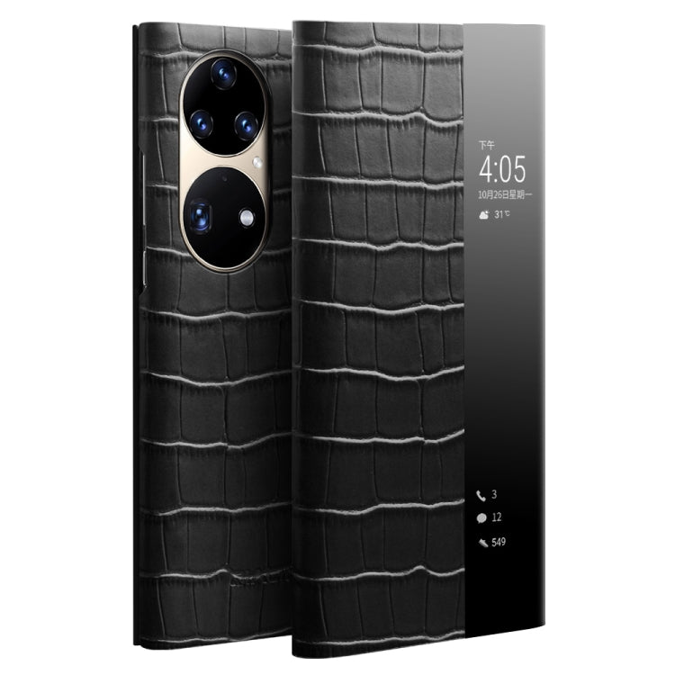 QIALINO Custodia per cellulare in vera pelle con motivo a coccodrillo, For Huawei P50, For Huawei P50 Pro