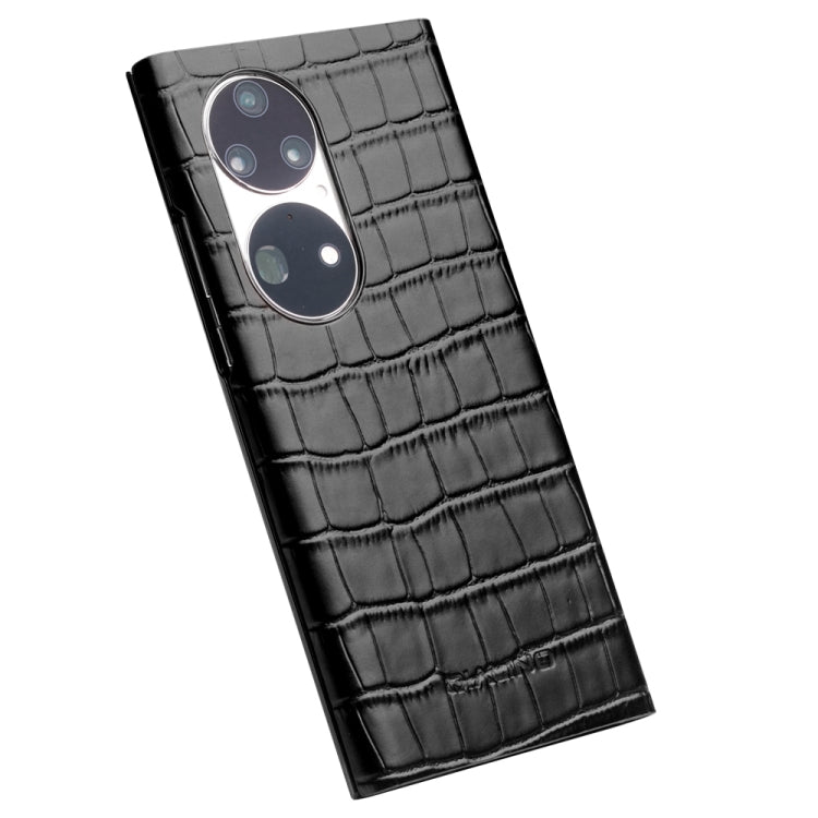 QIALINO Custodia per cellulare in vera pelle con motivo a coccodrillo, For Huawei P50, For Huawei P50 Pro