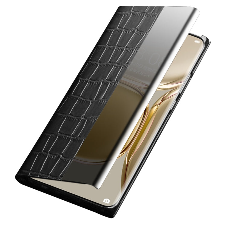 QIALINO Custodia per cellulare in vera pelle con motivo a coccodrillo, For Huawei P50, For Huawei P50 Pro