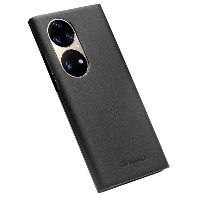 QIALINO Magnetic Side Window View Custodia per smartphone in vera pelle, For Huawei P50, For Huawei P50 Pro