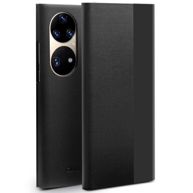 QIALINO Magnetic Side Window View Custodia per smartphone in vera pelle, For Huawei P50, For Huawei P50 Pro