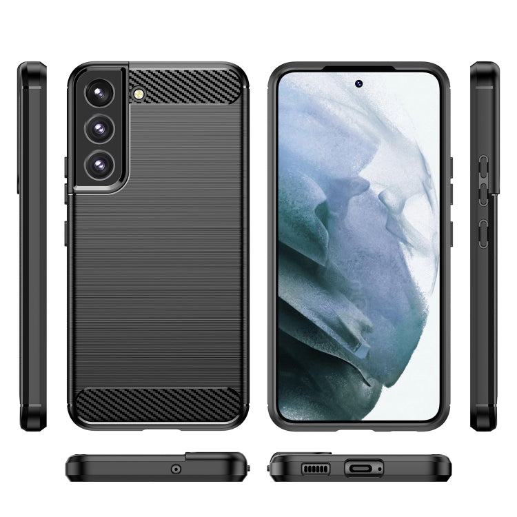 Custodia per telefono TPU in fibra di carbonio con trama spazzolata, For Samsung Galaxy S23 5G, For Samsung Galaxy S23+ 5G, For Samsung Galaxy S23 Ultra 5G