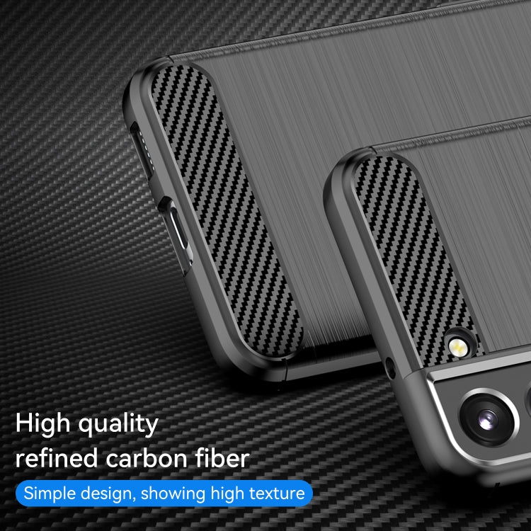 Custodia per telefono TPU in fibra di carbonio con trama spazzolata, For Samsung Galaxy S23 5G, For Samsung Galaxy S23+ 5G, For Samsung Galaxy S23 Ultra 5G