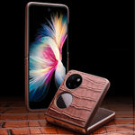 Custodia per telefono in vera pelle con motivo coccodrillo QIALINO, For Huawei Mate XS 2, For Huawei P50 Pocket