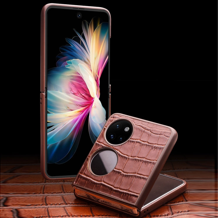 Custodia per telefono in vera pelle con motivo coccodrillo QIALINO, For Huawei Mate XS 2, For Huawei P50 Pocket