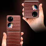 Custodia per telefono in vera pelle con motivo coccodrillo QIALINO, For Huawei Mate XS 2, For Huawei P50 Pocket