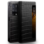 QIALINO Custodia per cellulare in vera pelle con motivo a coccodrillo, For Huawei Mate X2