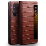 QIALINO Custodia per cellulare in vera pelle con motivo a coccodrillo, For Huawei Mate X2