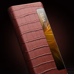 QIALINO Custodia per cellulare in vera pelle con motivo a coccodrillo, For Huawei Mate X2