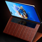 QIALINO Custodia per cellulare in vera pelle con motivo a coccodrillo, For Huawei Mate X2