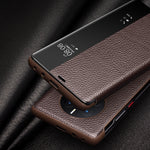 QIALINO Custodia per smartphone con vista sulla finestra laterale in vera pelle, For Huawei Mate 50 Pro, For Huawei Mate 50, For Huawei Mate X2, For Huawei P30 Pro, For Huawei P30, For Huawei P50, For Huawei P50 Pro
