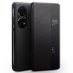 QIALINO Custodia per smartphone con vista sulla finestra laterale in vera pelle, For Huawei Mate 50 Pro, For Huawei Mate 50, For Huawei Mate X2, For Huawei P30 Pro, For Huawei P30, For Huawei P50, For Huawei P50 Pro
