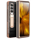 QIALINO 2 in 1 Custodia per telefono in vera pelle con motivo a coccodrillo + PC, For Samsung Galaxy Z Fold3 5G/W22 5G