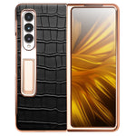 QIALINO 2 in 1 Custodia per telefono in vera pelle con motivo a coccodrillo + PC, For Samsung Galaxy Z Fold3 5G/W22 5G