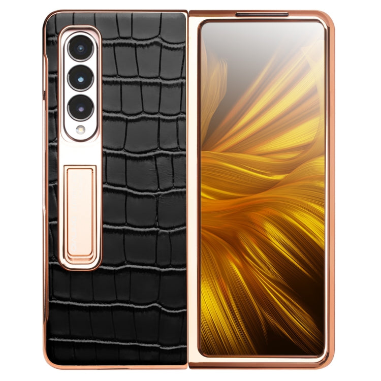 QIALINO 2 in 1 Custodia per telefono in vera pelle con motivo a coccodrillo + PC, For Samsung Galaxy Z Fold3 5G/W22 5G