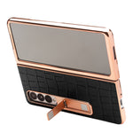 QIALINO 2 in 1 Custodia per telefono in vera pelle con motivo a coccodrillo + PC, For Samsung Galaxy Z Fold3 5G/W22 5G