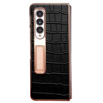 QIALINO 2 in 1 Custodia per telefono in vera pelle con motivo a coccodrillo + PC, For Samsung Galaxy Z Fold3 5G/W22 5G