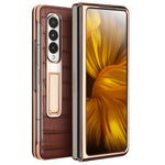 QIALINO 2 in 1 Custodia per telefono in vera pelle con motivo a coccodrillo + PC, For Samsung Galaxy Z Fold3 5G/W22 5G