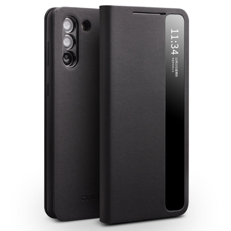 QIALINO Custodia per smartphone con vista sulla finestra laterale in vera pelle, For Samsung Galaxy Note20 Ultra, For Samsung Galaxy S21 5G, For Samsung Galaxy S21+ 5G, For Samsung Galaxy S21 Ultra 5G