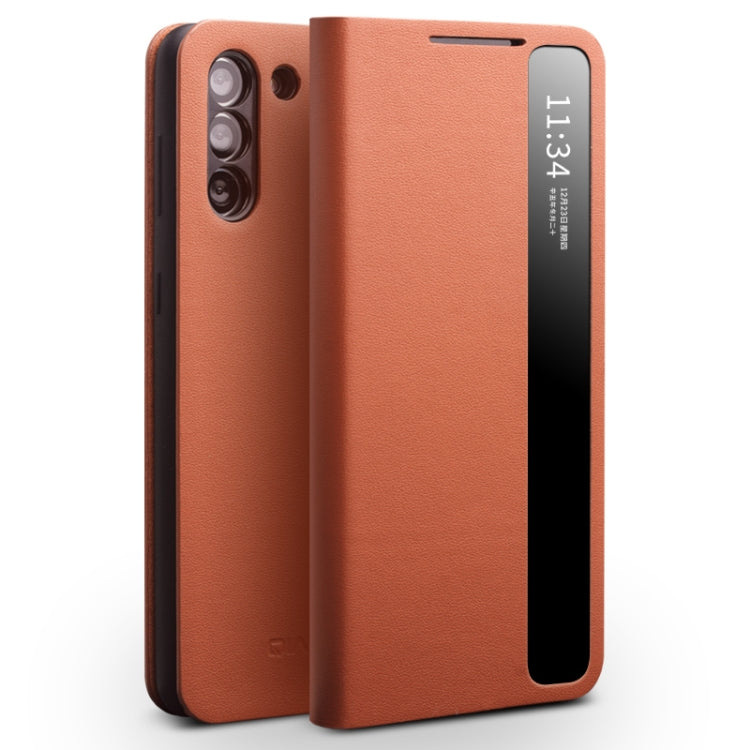 QIALINO Custodia per smartphone con vista sulla finestra laterale in vera pelle, For Samsung Galaxy Note20 Ultra, For Samsung Galaxy S21 5G, For Samsung Galaxy S21+ 5G, For Samsung Galaxy S21 Ultra 5G