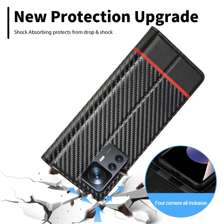 LC.IMEEKE Custodia per telefono in pelle con vibrazione in fibra di carbonio, For Xiaomi 12T/12T Pro/Redmi K50 Ultra, For Xiaomi Redmi K50 Ultra