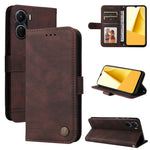 Custodia per telefono in pelle con bottone in metallo con albero della vita Skin Feel, For vivo Y16 / Y02s, For vivo Y35 4G / Y22s / Y22
